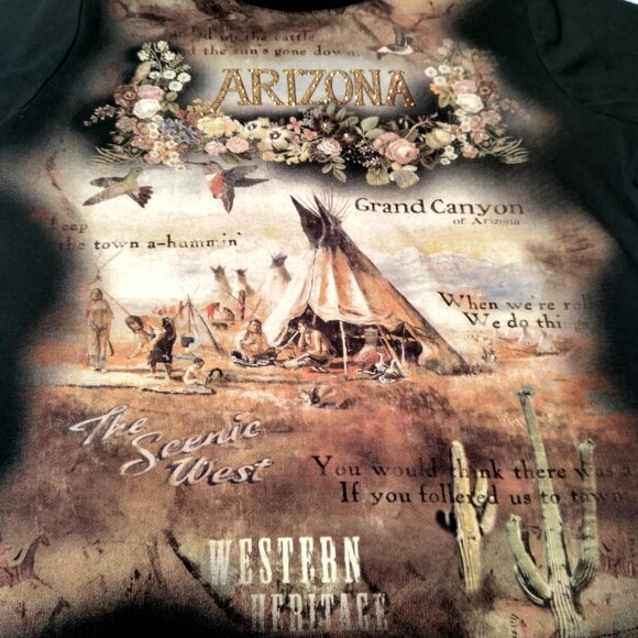 Vintage Y2K Arizona Shirt Medium Grand Canyon Native American Teepee Bling - Picture 13 of 15